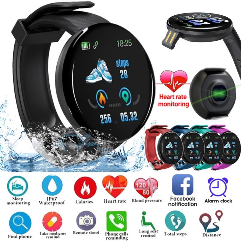 Premium D18 Smart Watch - Waterproof Fitness Tracker with Heart Rate, Blood Pressure, Oxygen Monitor, Call & Message 