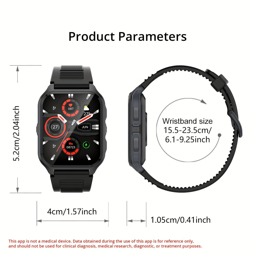 Premium Outdoor Military Smartwatch – 1.9" Bluetooth Call, IP68 Waterproof Fitness Watch for Android & iOS