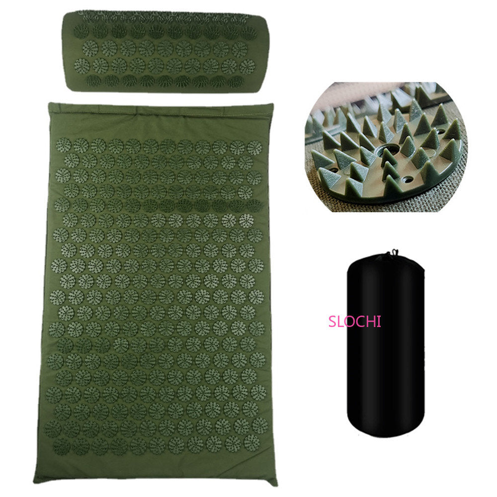 Premium Acupressure Massage Mat – Stress Relief & Back Pain Relief – Yoga Mat with Spikes, Pillow & Portable Design 