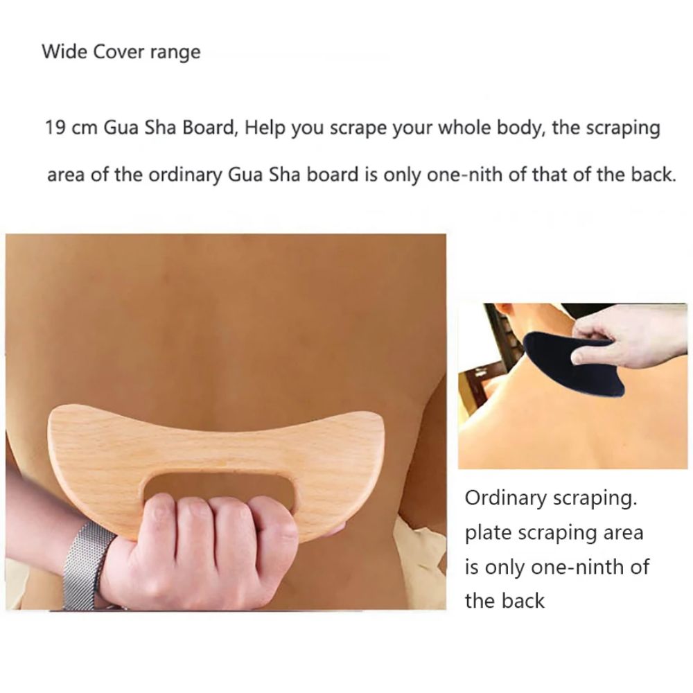 Premium Wooden Gua Sha Tool for Body Massage Therapy, Slimming Scraping Board for Acupoint Massage on Chest, Back, Neck, 