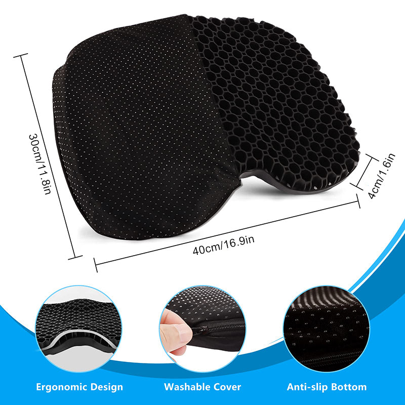 Premium 3D Gel Seat Cushion for Pressure Relief – Breathable, U-Shaped Honeycomb Chair Pad for Office, Car, & Home Use, 