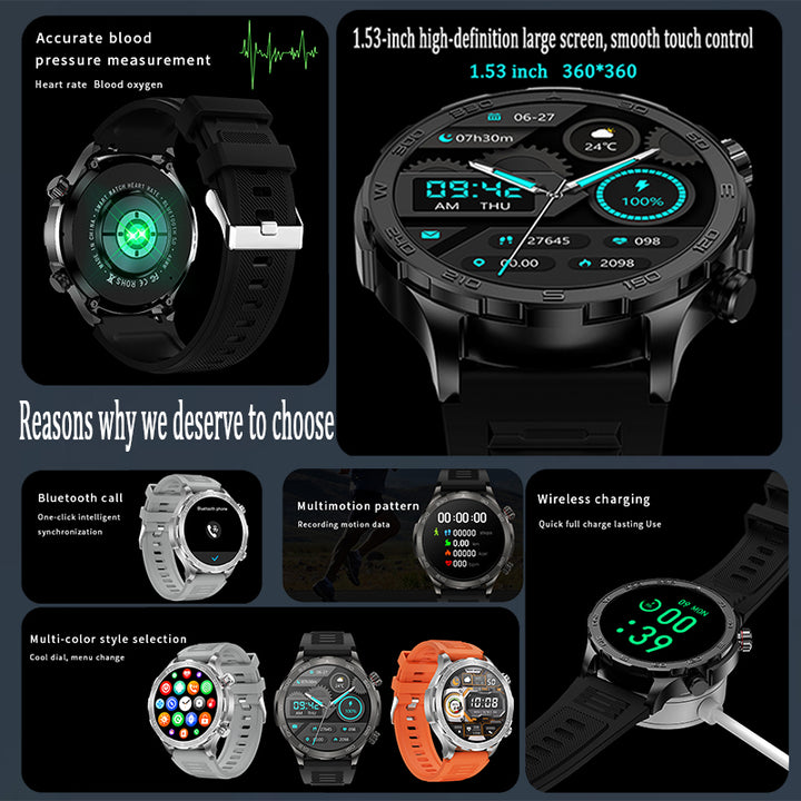 Premium Smartwatch for Men – Bluetooth Calling, 390mAh Battery, IP68 Waterproof, Fitness & Health Tracking, Music Player, 