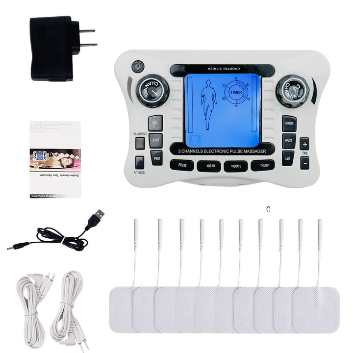 Luxury 12 Modes Electric TENS Pulse Massager - EMS Muscle Stimulator for Pain Relief, Acupuncture Therapy, Slimming & Fat 