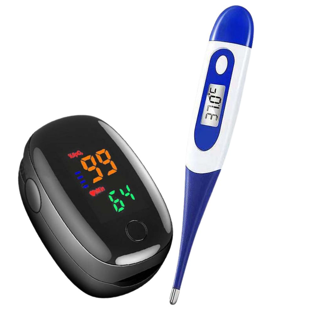 High Quality Pulse Oximeter & Soft Head Digital Thermometer Set – Accurate Finger Clip SpO2 Monitoring, Oral & Armpit 