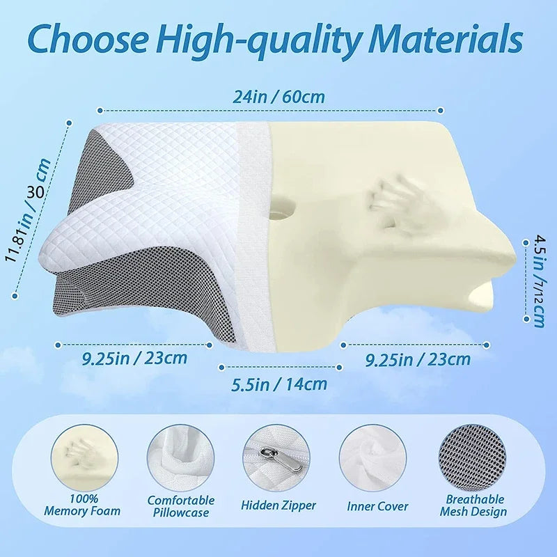 High-Quality Butterfly Memory Foam Neck Pillow for Comfortable Sleep, Slow Rebound Cervical Orthopedic Bed Pillow for Neck