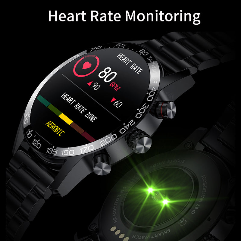 Premium Smartwatch for Men – ECG + PPG, Bluetooth Call, AMOLED Full Touch, NFC, Sports Mode, Waterproof, Heart Rate, Blood 