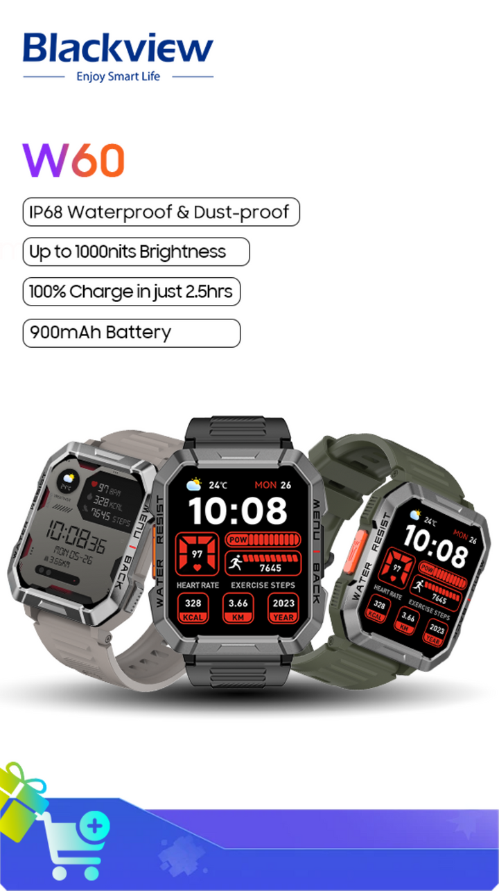 Premium Rugged Smartwatch for Outdoor – 2.01" HD TFT Display, Bluetooth Calling, 900mAh Battery, Heart Rate & Blood Oxygen 