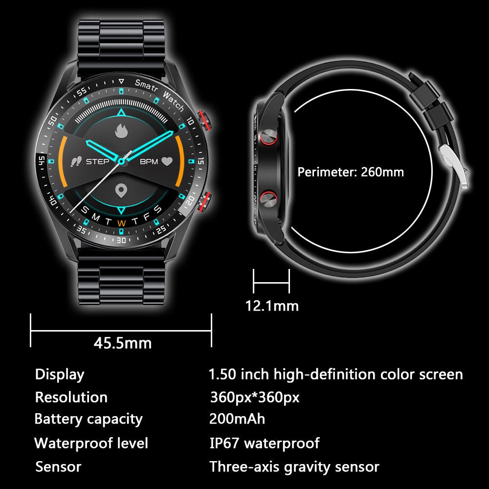 Premium Smartwatch for Men – Bluetooth Calling, 390mAh Battery, IP68 Waterproof, Fitness & Health Tracking, Music Player, 