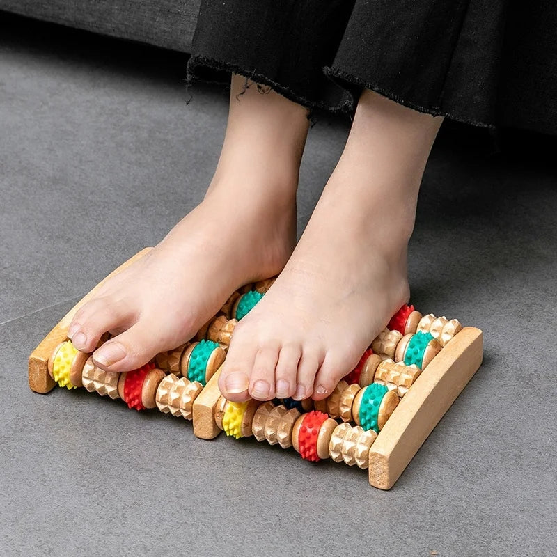 Premium Wooden Foot Massager Roller - Reflexology Tool for Muscle Relaxation, Pain Relief, Spa Gift for Anxiety, Insomnia, 