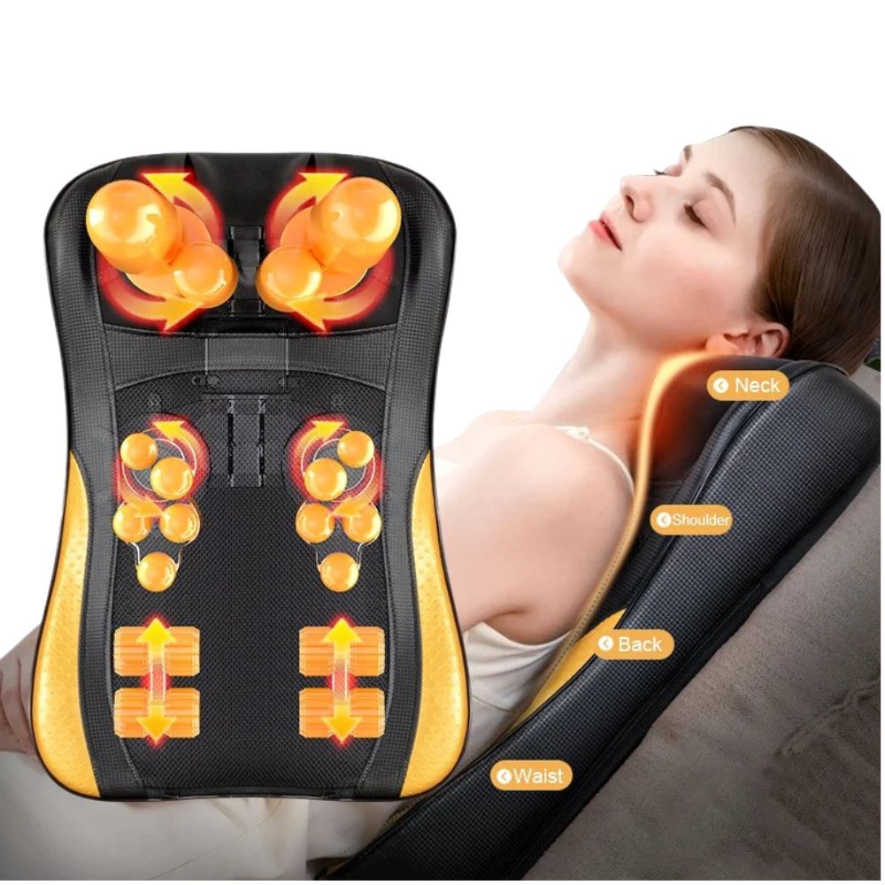 Premium Shiatsu Neck and Back Massager Pillow – Electric Cushion with Infrared Heat, Deep Tissue Kneading, 3 Adjustable Gears