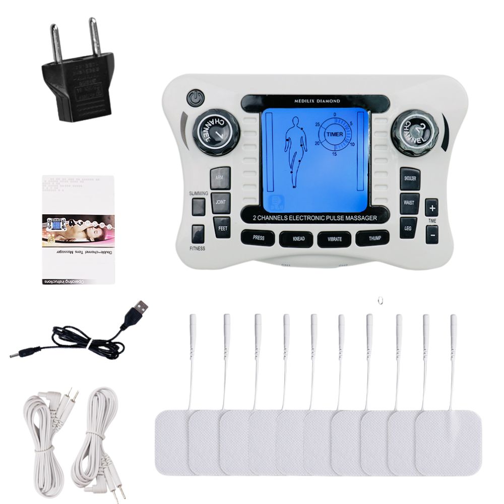 Luxury 12 Modes Electric TENS Pulse Massager - EMS Muscle Stimulator for Pain Relief, Acupuncture Therapy, Slimming & Fat 