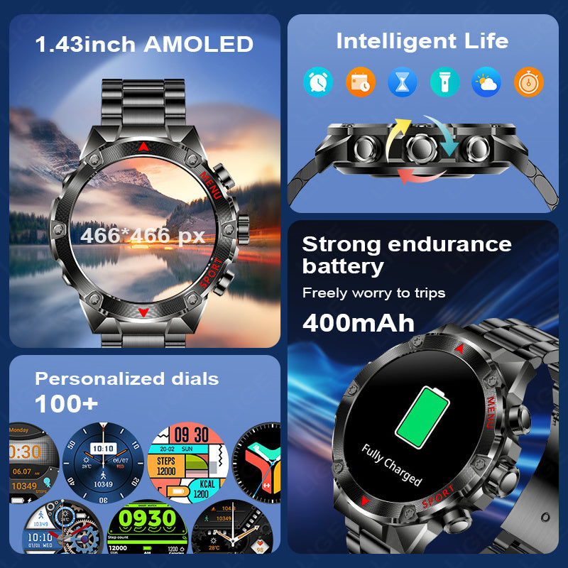 Premium Smartwatch with NFC & Bluetooth Headset – TWS Music & Talk, Sports Tracking, Sleep Monitoring, Camera Control, Music 