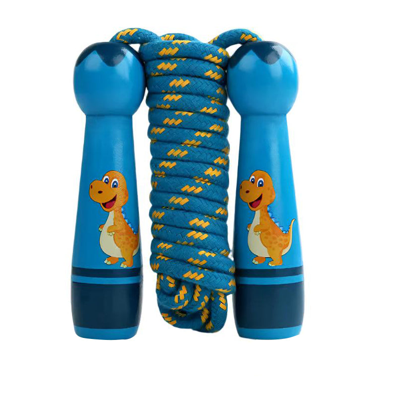 Premium Children's Adjustable Skipping Rope – Soft Cotton Rope with Natural Wooden Handles, Anti-Slip, Cartoon Design, 2.8m