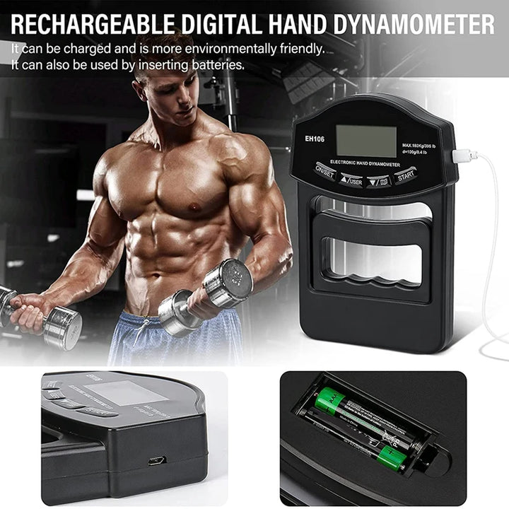 Premium Grip Strength Tester – 265Lbs/120Kg Digital Hand Dynamometer with LCD Screen, USB Rechargeable, Accurate Power Meter