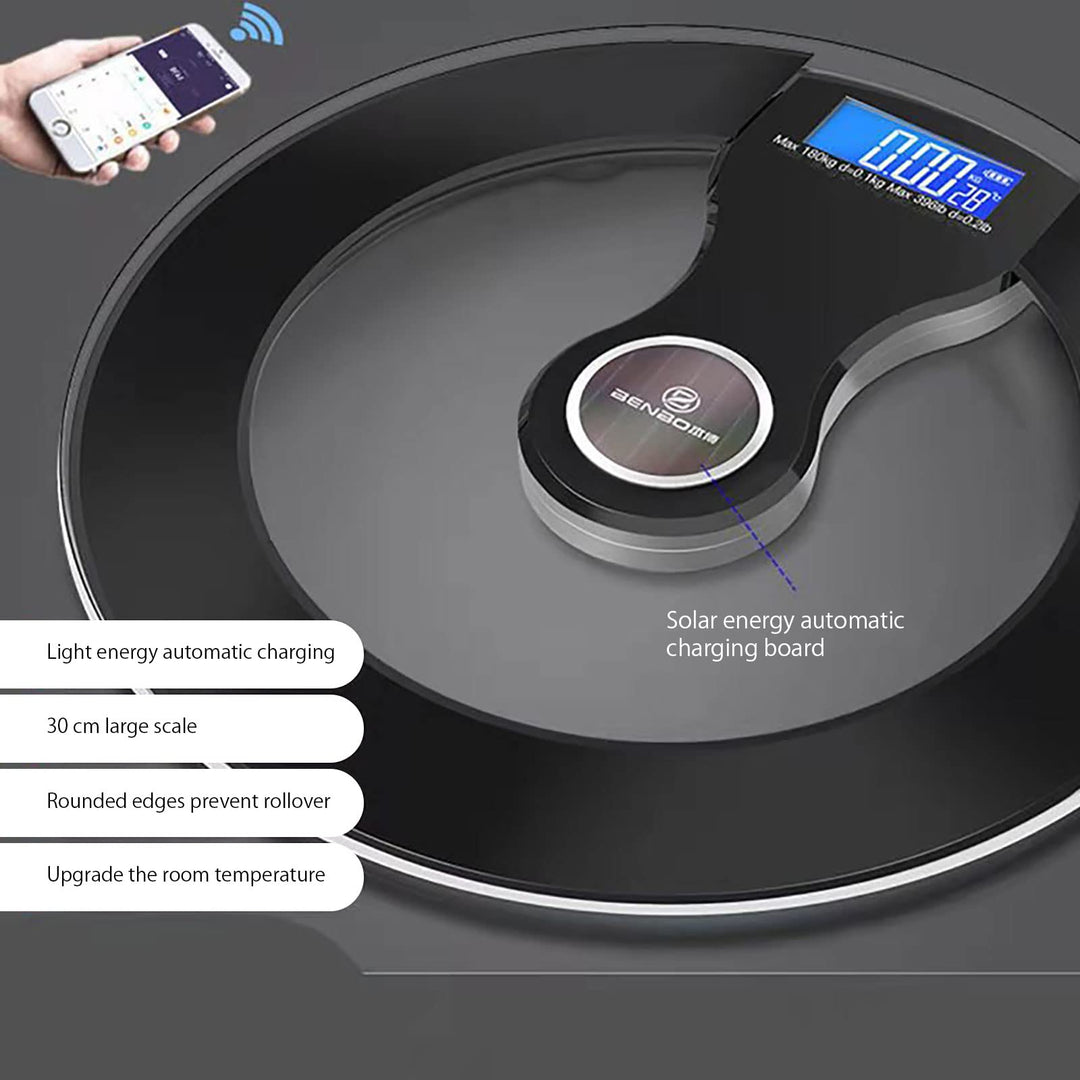 Premium Solar Body Fat Scale – Smart Digital BMI & Heart Rate Tracker, 180KG