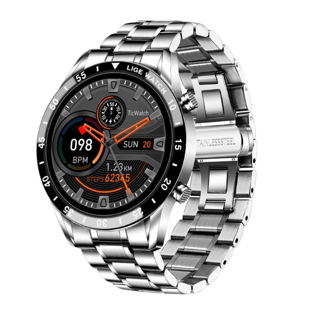 Premium Smartwatch for Men – Full Circle Touch Screen, Bluetooth Call, Waterproof, Heart Rate & Blood Pressure Monitoring,