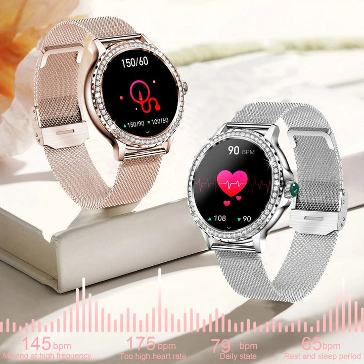 Premium Smartwatch for Women – Bluetooth Call, 100+ Sports Modes, Fitness Tracker, DIY Dials, Stylish Rosegold Design, 