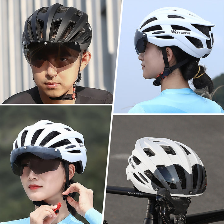 High-Quality Magnetic Lens Cycling Helmet - Breathable, Lightweight MTB & Road Bike Helmet for Men & Women, Integrated 