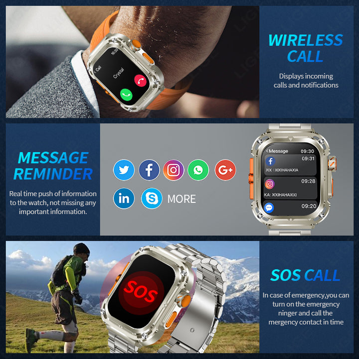 Premium Military Smartwatch for Men – IP68 Waterproof, Bluetooth Calling, Fitness Tracker, Large 1.85" HD Screen, Health 