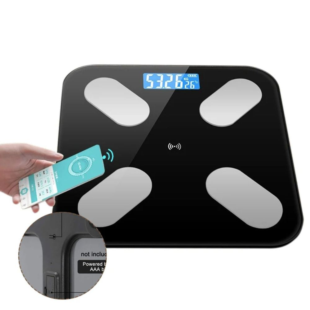 Premium Smart Digital Body Weight Scale – Wireless Fat Analyzer with Smartphone App, Tempered Glass Design, Available in, 