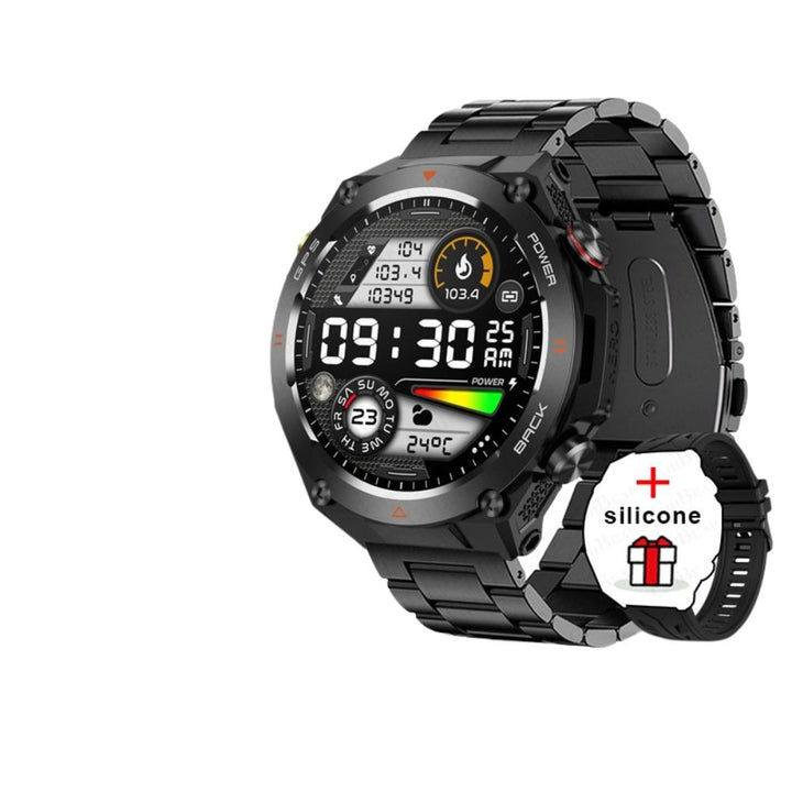 Premium Outdoor Smartwatch for Men – Waterproof 1ATM, GPS, Compass, Altitude, Barometric Pressure, Health Monitoring, 