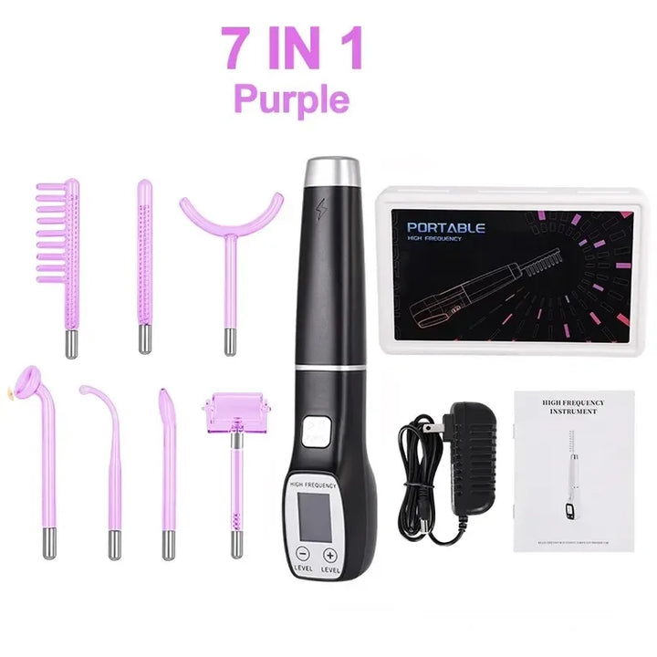 Premium 4 in 1 High Frequency Skin Therapy Wand - Portable Electrotherapy Device for Acne Treatment, Skin Rejuvenation, Anti