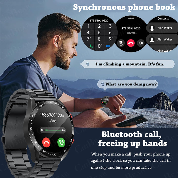 Premium Smartwatch for Men – Bluetooth Calling, 390mAh Battery, IP68 Waterproof, Fitness & Health Tracking, Music Player, 