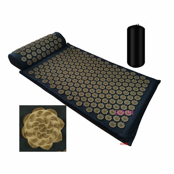 Premium Acupressure Massage Mat – Stress Relief & Back Pain Relief – Yoga Mat with Spikes, Pillow & Portable Design for Relaxation and Acupuncture Therapy