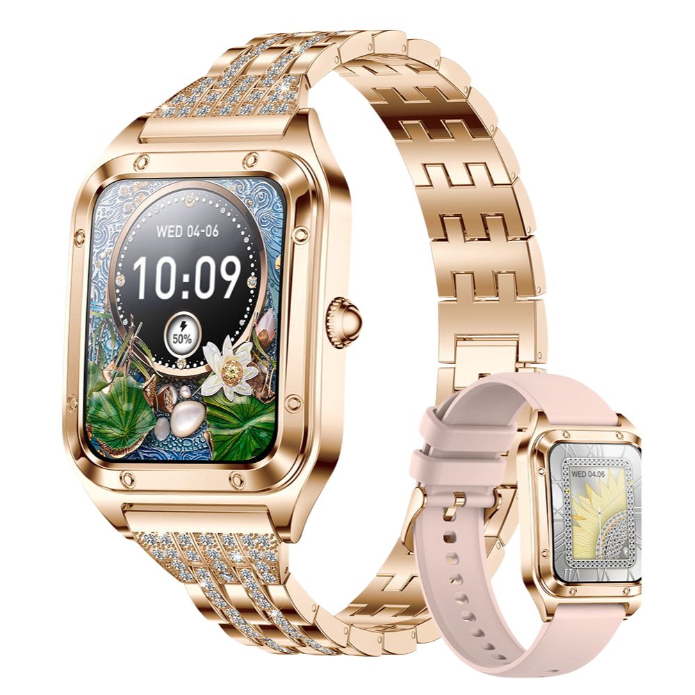 Luxury Smartwatch for Women – 1.57" AMOLED Screen, Bluetooth Calling, Health & Fitness Monitor, Heart Rate, Blood Pressure, 