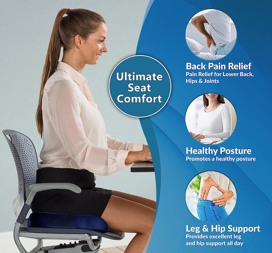 Premium Non-Slip Gel & Memory Foam Cushion – Ergonomic Coccyx Support for Office Chairs, Cars, and Long Sitting Comfort