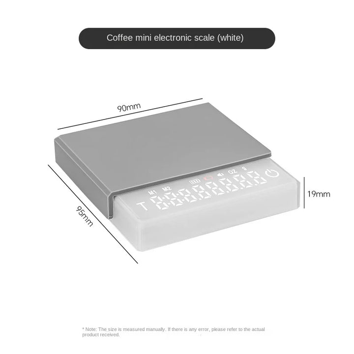 Premium Mini Espresso Coffee Scale - Smart Timer Kitchen Balance, USB Rechargeable, 2kg/0.1g Precision Measurement 