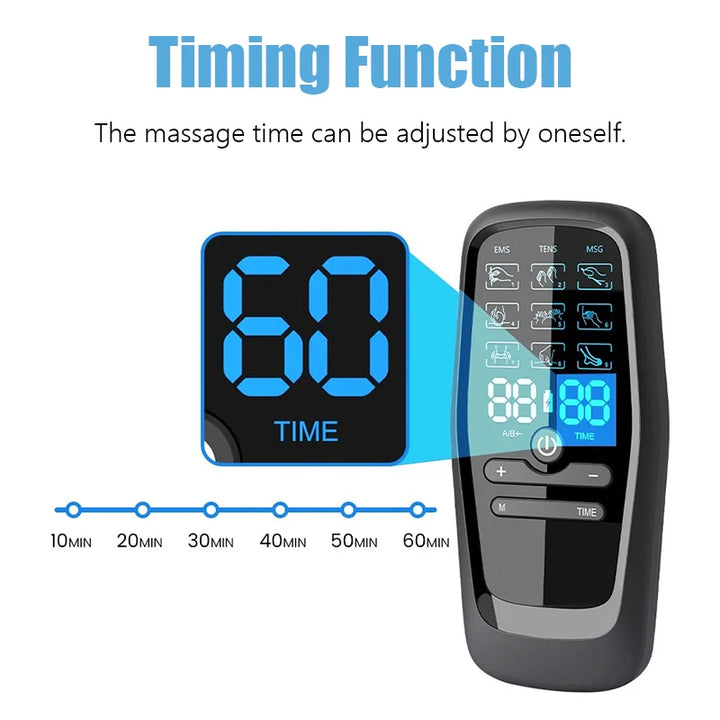 Premium TENS & EMS Muscle Massager for Pain Relief, 9 Massage Modes, Dual Pulse Therapy, Rechargeable, Long-lasting 40-Hour