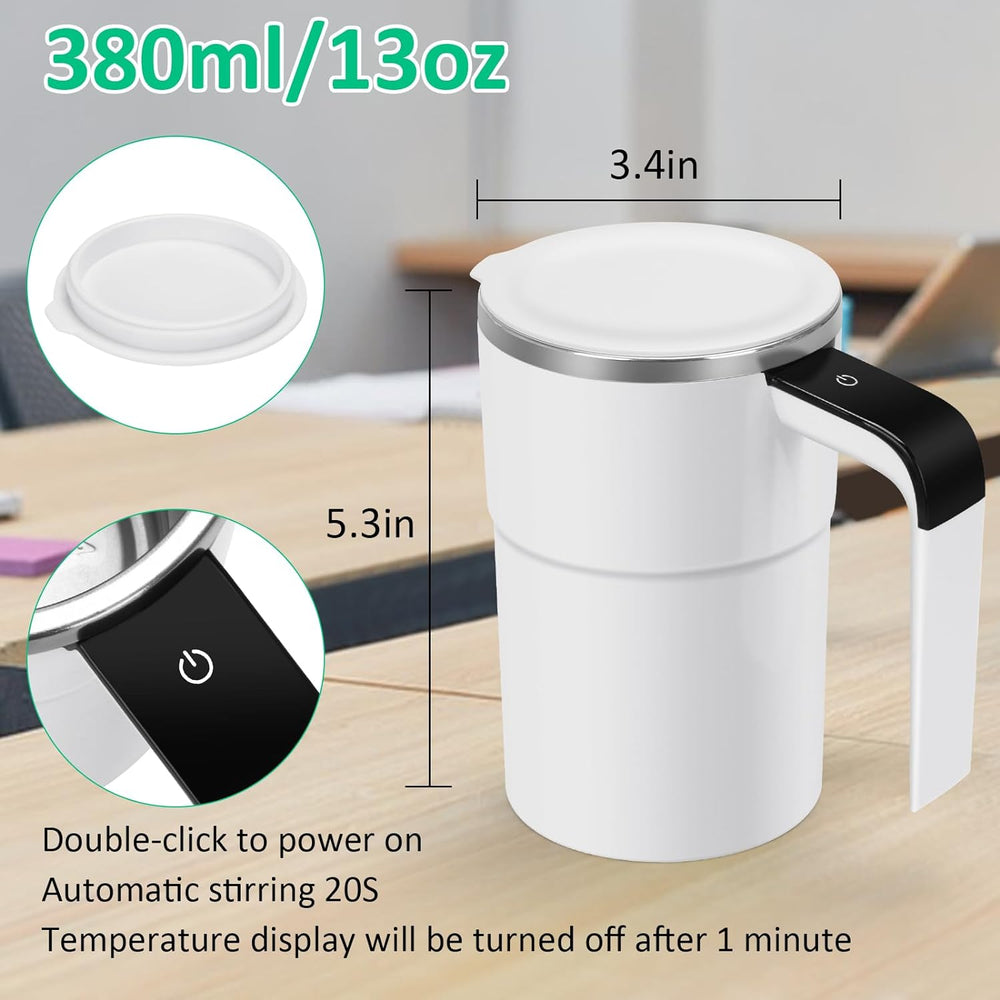 Premium Self Stirring Magnetic Mug – USB Rechargeable Smart Coffee & Tea Cup with LCD Temperature Display – Automatic 