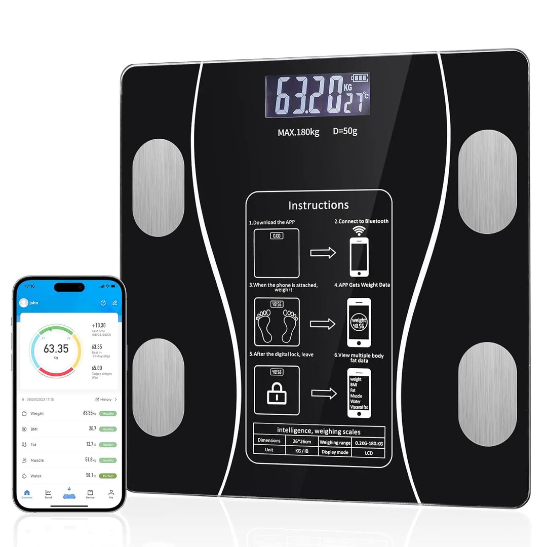 Premium LED Body Composition Scale – Accurate Digital Bathroom Scale with Body Fat Analysis, Bluetooth Connectivity, Health 