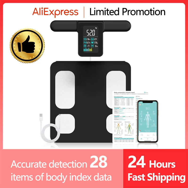 Premium Smart Body Composition Scale – 8 Electrode Bioimpedance Digital Weight Scale, Tracks Body Fat, Water, Muscle Mass,