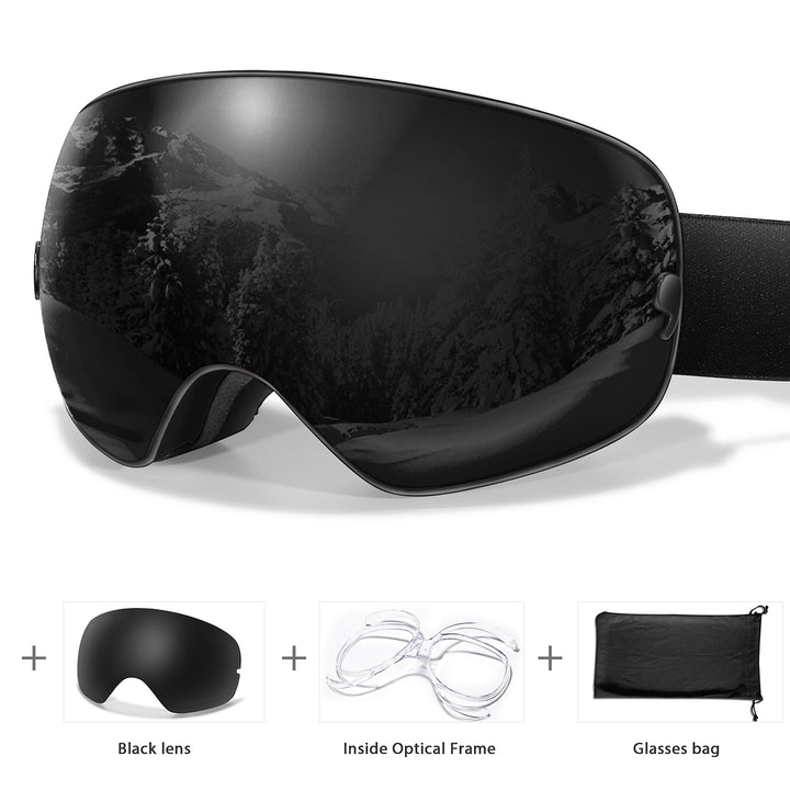 Premium Ski Goggles – Large Comma Spherical Design, Double-Layer Anti-Fog Lens, Winter Cycling & Sled Sports Glasses