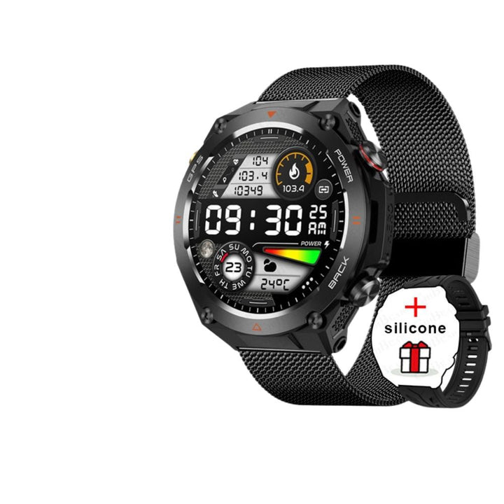 Premium Outdoor Smartwatch for Men – Waterproof 1ATM, GPS, Compass, Altitude, Barometric Pressure, Health Monitoring, 