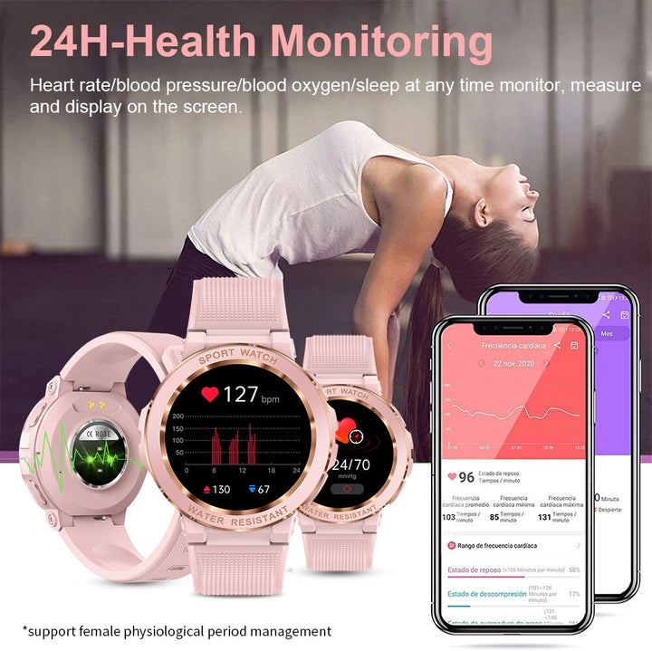 Premium Smart Watch for Women – Full Touch Screen, Fitness Tracker, Heart Rate, Blood Pressure Monitor, IP67 Waterproof,  