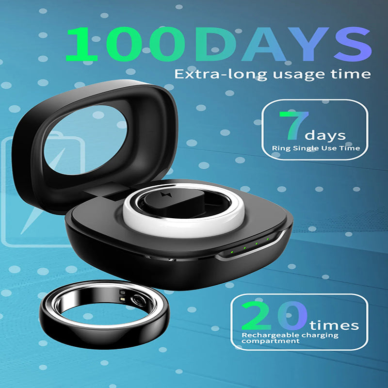 Premium Smart Fitness Ring with Charging Case - Heart Rate, Sleep & Health Monitoring, Blood Oxygen Detection, IPX8 