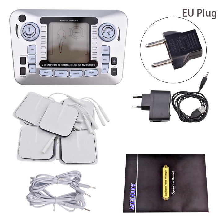 Luxury 12 Modes Electric TENS Pulse Massager - EMS Muscle Stimulator for Pain Relief, Acupuncture Therapy, Slimming & Fat 