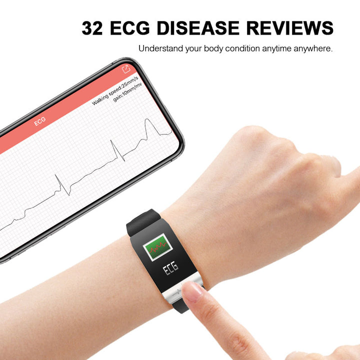 Premium Smart Health Bracelet – ECG, Heart Rate, Blood Pressure, Body Temperature Monitor, Sports Tracker, Drink Reminder,  