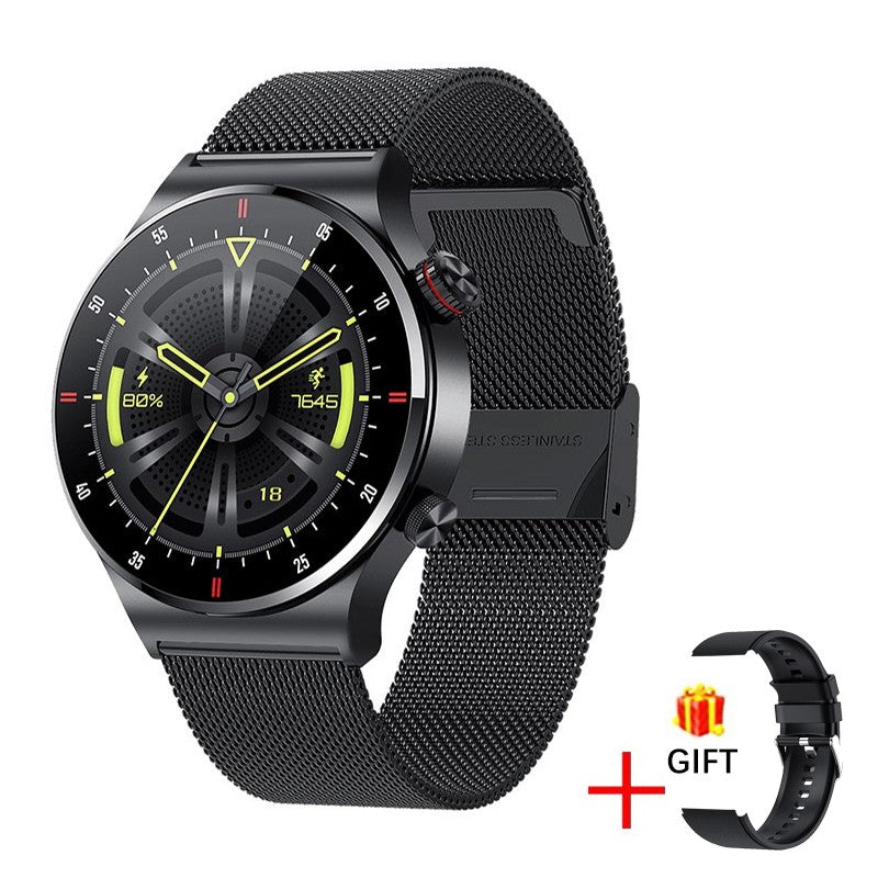 Premium Smartwatch for Men – ECG + PPG, Bluetooth Call, AMOLED Full Touch, NFC, Sports Mode, Waterproof, Heart Rate, Blood 