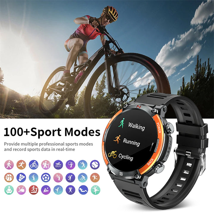 Premium Smartwatch for Men – Full Circle Touch Screen, Bluetooth Call, Waterproof, Heart Rate & Blood Pressure Monitoring,