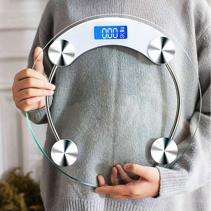 Premium Round Digital Body Weight Scale – High-Definition LCD Display, Tempered Glass, Auto On/Off, Precision Accuracy 