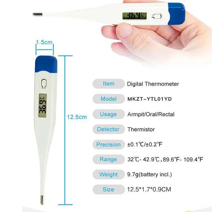 High Quality Digital Thermometer & Pulse Oximeter – Accurate Oral & Armpit Temperature, Fever Alert, Baby & Adult Use