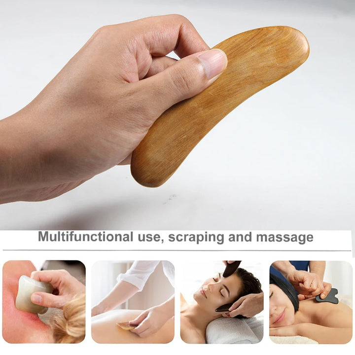 Premium Wooden Gua Sha Tool for Body Massage Therapy, Slimming Scraping Board for Acupoint Massage on Chest, Back, Neck, 