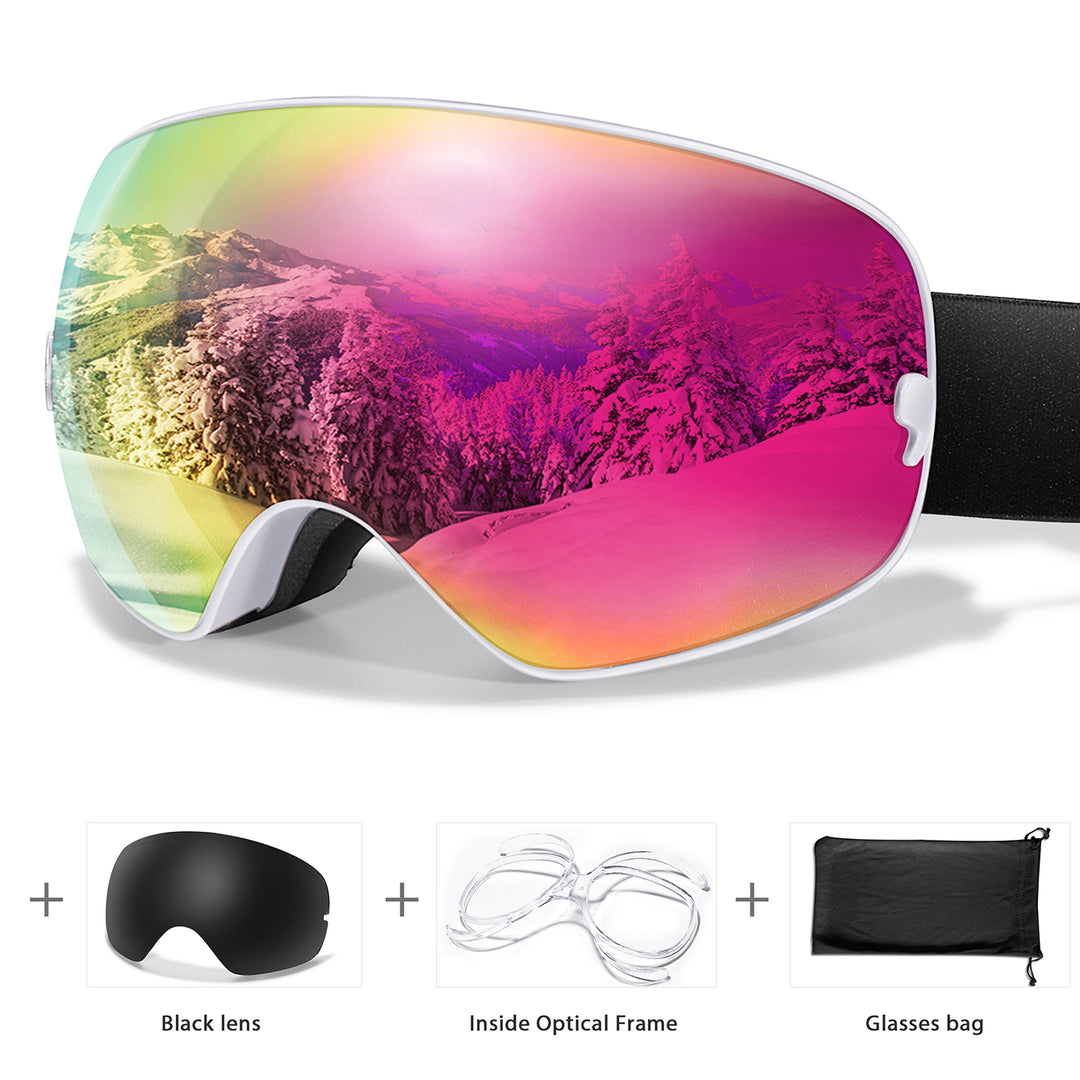 Premium Ski Goggles – Large Comma Spherical Design, Double-Layer Anti-Fog Lens, Winter Cycling & Sled Sports Glasses