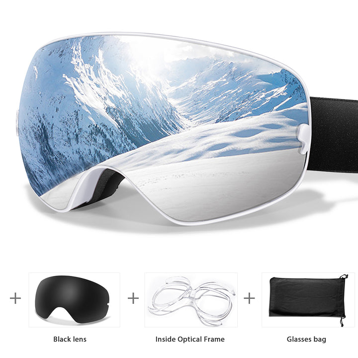 Premium Ski Goggles – Large Comma Spherical Design, Double-Layer Anti-Fog Lens, Winter Cycling & Sled Sports Glasses