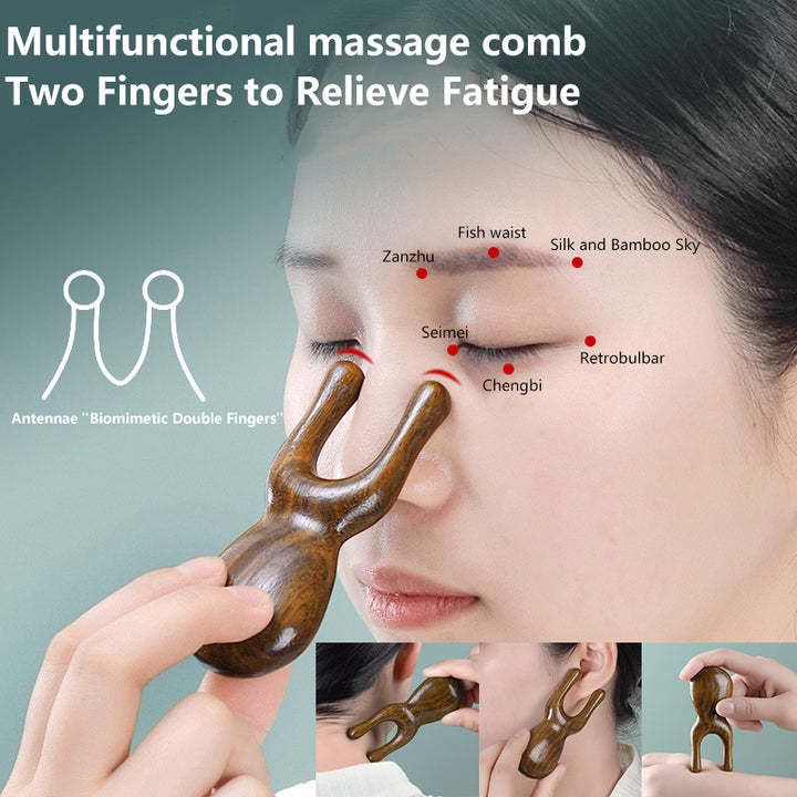 Premium Wood Nose Massager for Blood Circulation, Gua Sha Tool, Trigger Point Therapy, Pedicure Massage Comb with Acupoint