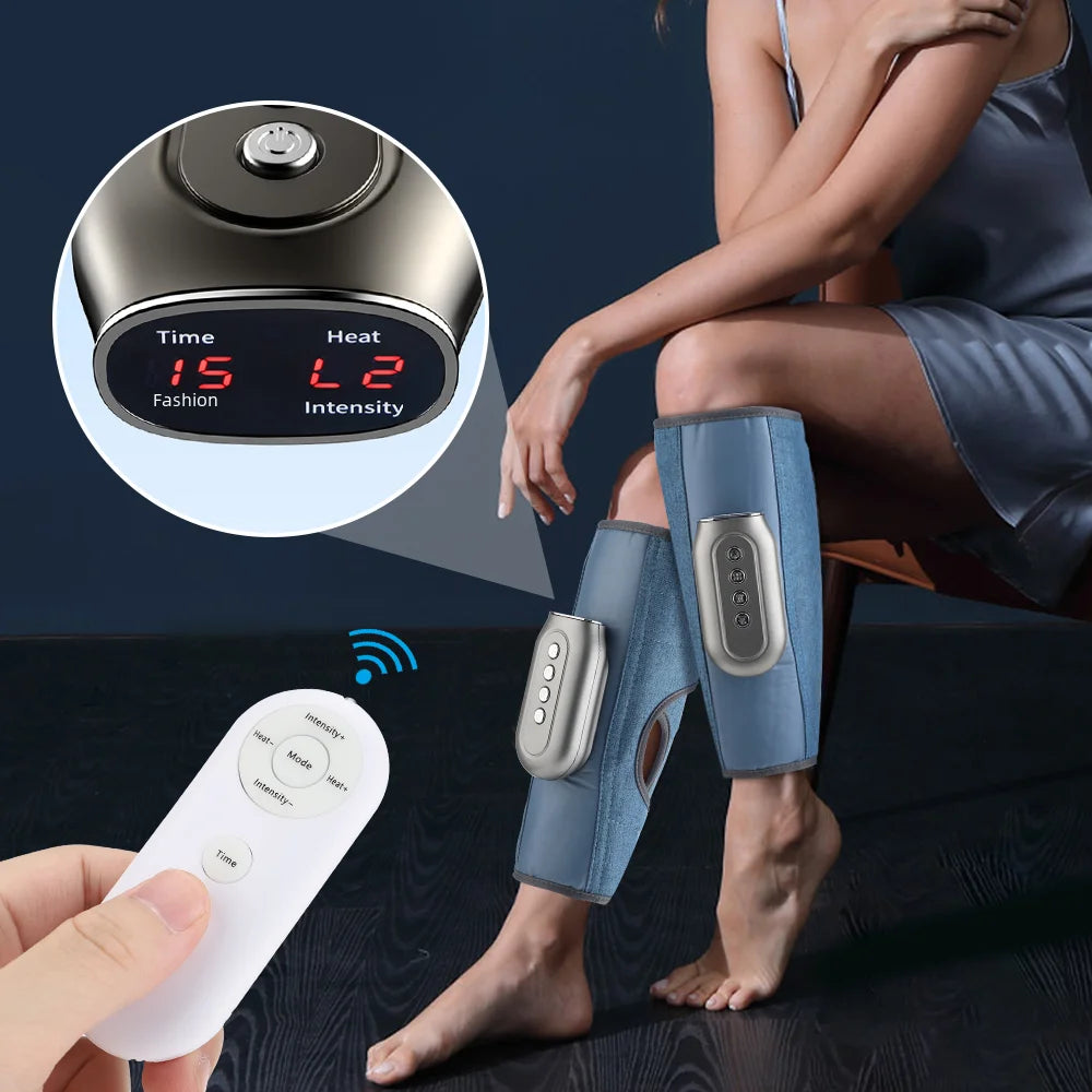 Premium Wireless Remote Control Calf Massager with Hot Compress Pads, Kneading Air Pressure for Leg Muscle Relaxation and 